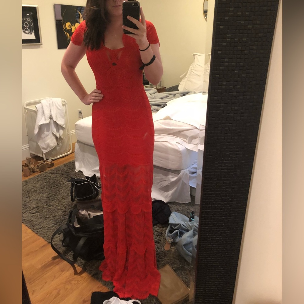 Nightcap - Red Victorian Lace Maxi Dress